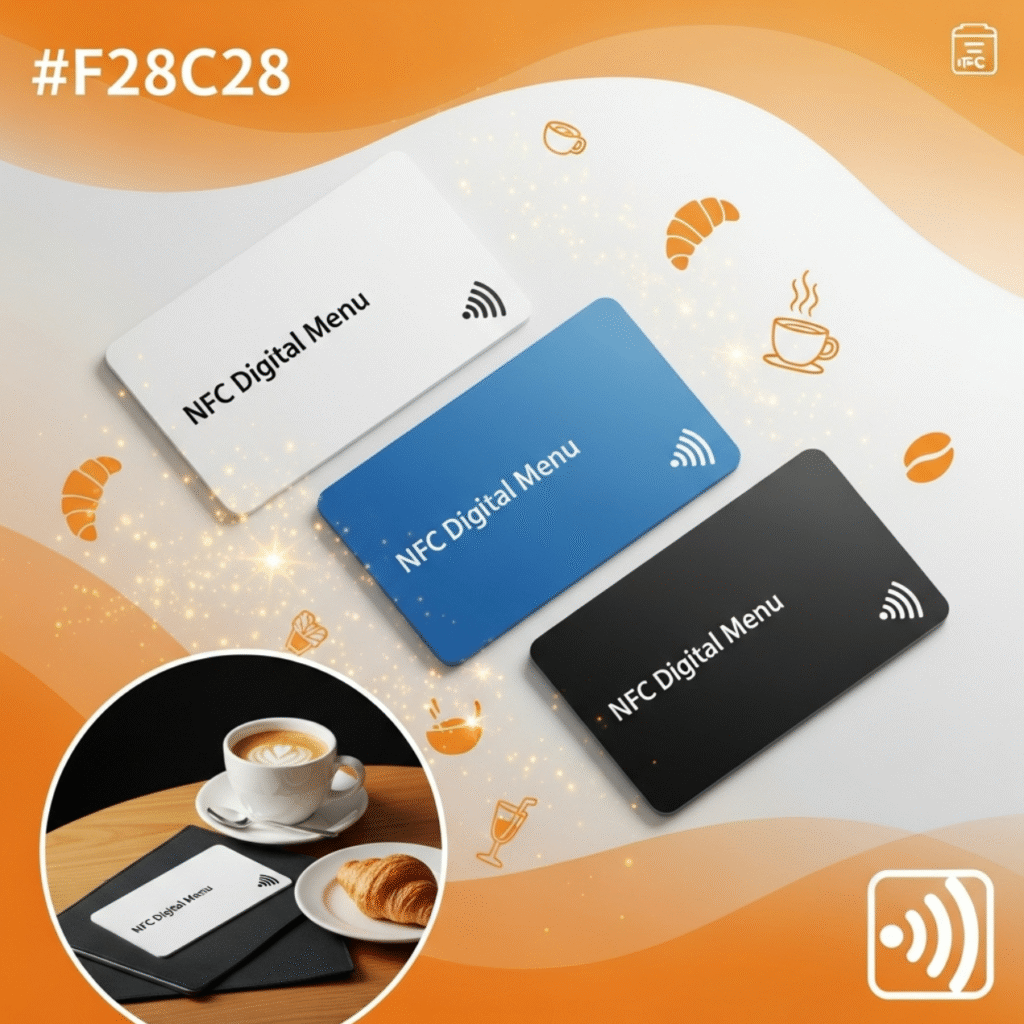 بطاقة منيو NFC – قائمة رقمية أنيقة على الطاولة